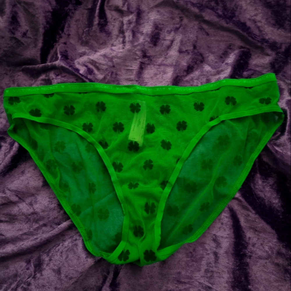 NWOT Victoria's Secret Green Clover Sheer Panties
